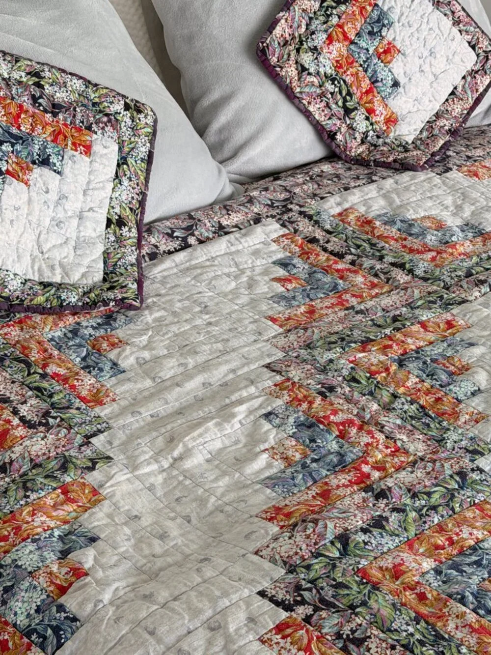 Early 90's Russian Handmade Quilt and Pillows